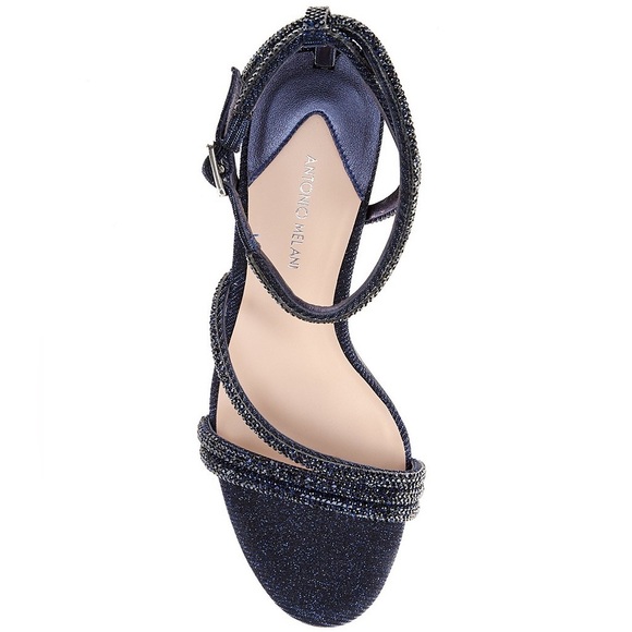 Blue Rhinestone Block Heels - Picture 5 of 15